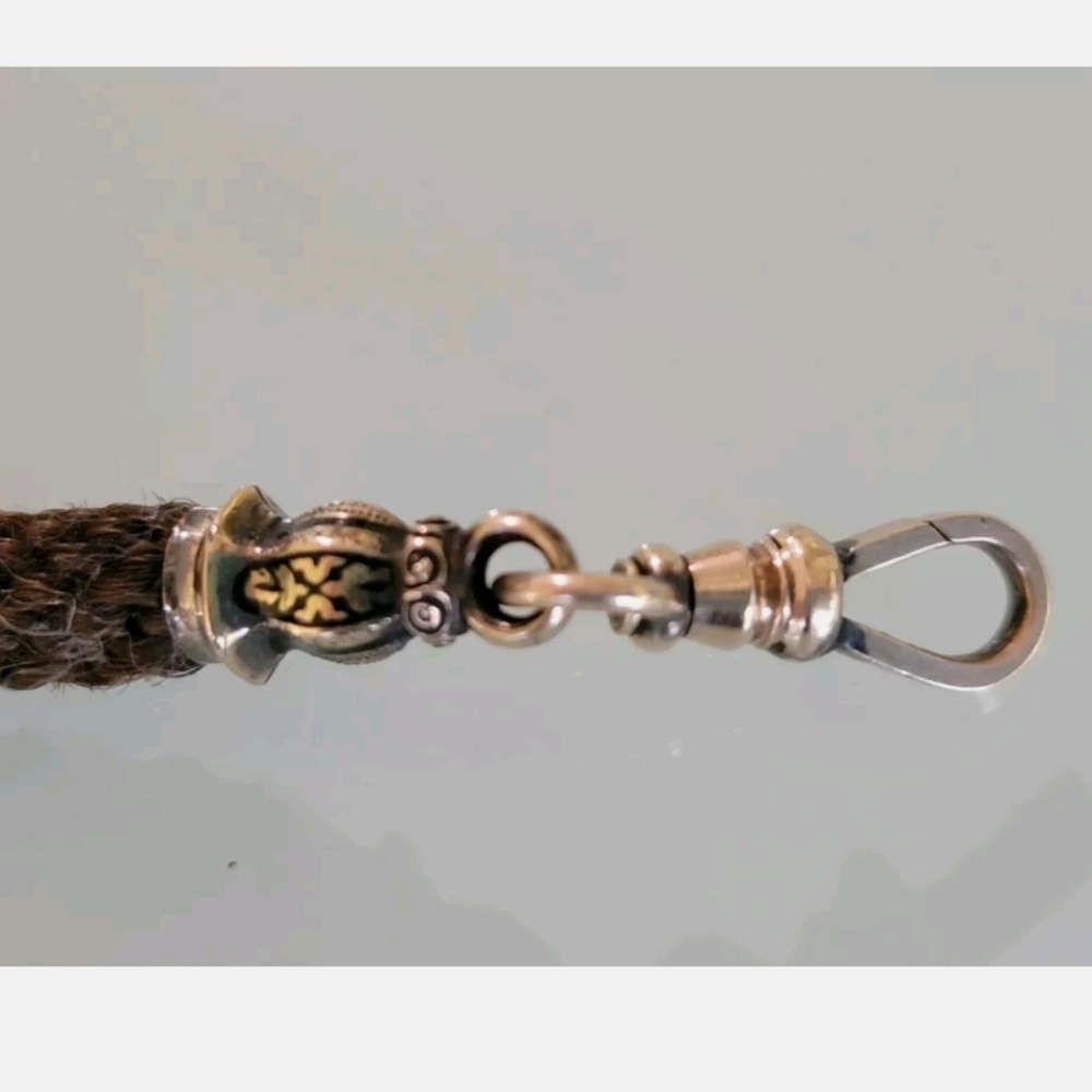 Sold Antique 10k Gold Enamel Mourning Hair Necklace - Picture 7 of 12